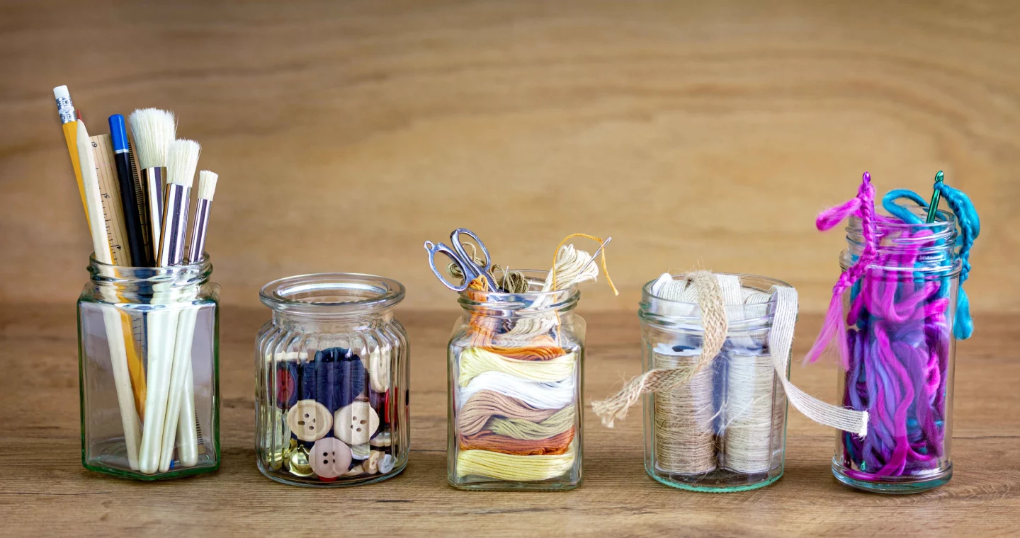 Repurposed glass jars