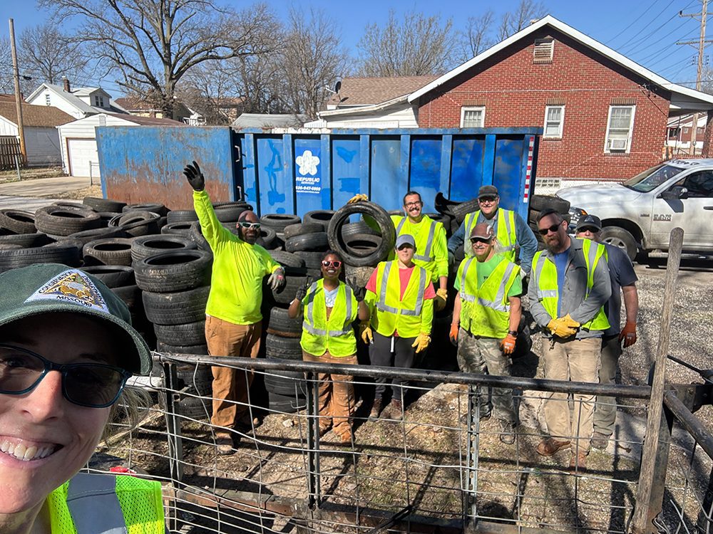 ejda-photo-5-small Environmental Justice Days of Action selfie with tires at Greenwood Cemetery